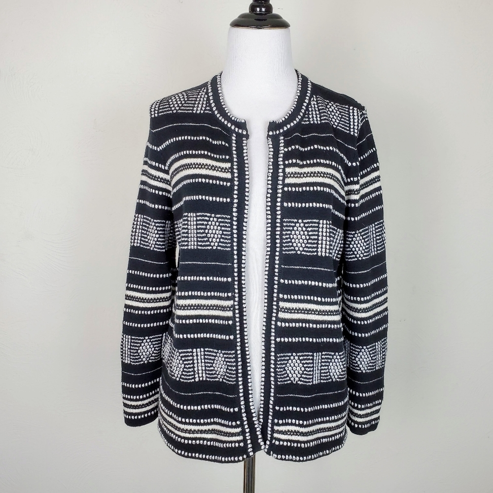 Loft Outlet Cardigan Sweater Striped Southwest Knit Boho Spring Fall Neutral